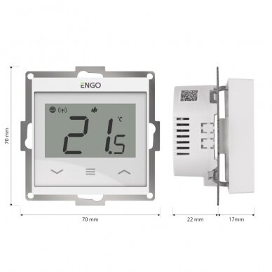 ENGO E55-W Wi-Fi termostatas tinkamas jungiklio rėmeliui 55x55mm 1