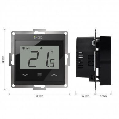 ENGO E55-B Wi-Fi termostatas tinkamas jungiklio rėmeliui 55x55mm 1