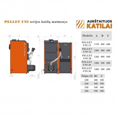 Graanul katel Pellet Uni 12kW 4