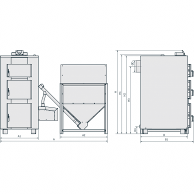 Kamen granulinis katilas Pellet Max 75kW 2