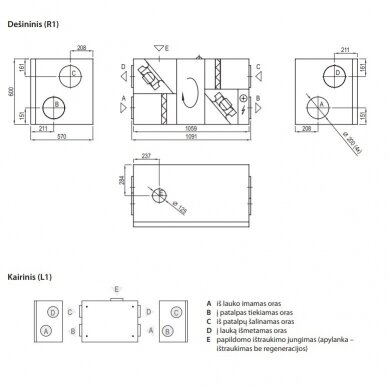 Komfovent rekuperatorius Domekt R 600 H C6M 3