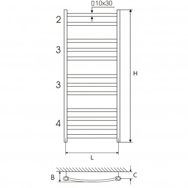 Plieninis juodas rankšluosčių džiovintuvas Elonika EP 50x118 KLD 1