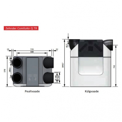 Rekuperatorius Zehnder ComfoAir Q 450 ERV TR 1