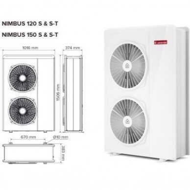 Šilumos siurblys oras-vanduo Ariston Nimbus Compact 120 S Net 13,87 kW R32 2